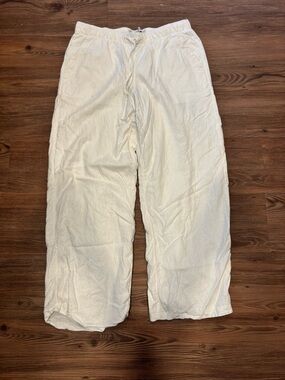 Hollister White Adjustable-Rise Wide Leg Linen-blend Pants